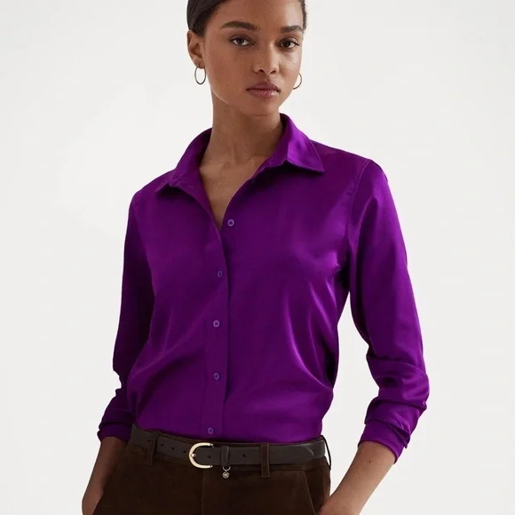Lauren Ralph Lauren
JAMELKO LONG SLEEVE BUTTON FRONT SHIRT NWT Sz PM - Picture 2 of 9